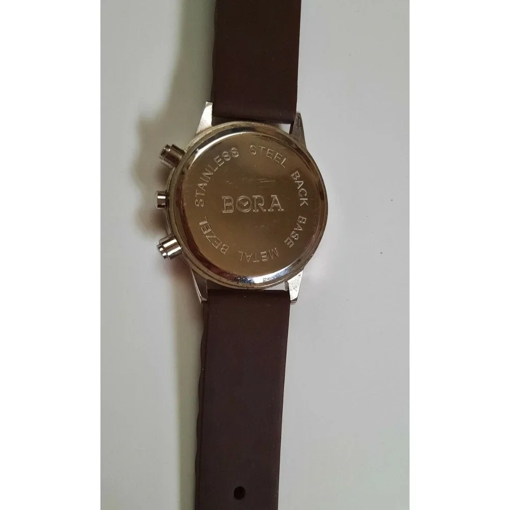 Bora Women's Watch Brown Numbers Silicone‎ Band Quartz Crystal Bezel Pre-owned
